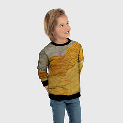 Свитшот детский Золотые волны на сером текстура, цвет: 3D-черный — фото 2