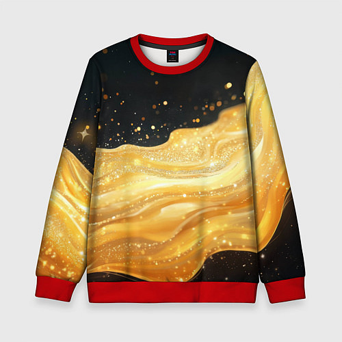 Детский свитшот Золотистая материя на черном фоне / 3D-Красный – фото 1