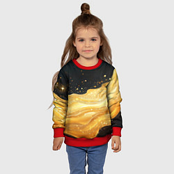 Свитшот детский Золотистая материя на черном фоне, цвет: 3D-красный — фото 2