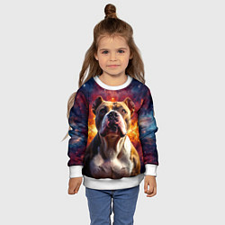 Свитшот детский Американский булль в космосе, цвет: 3D-белый — фото 2