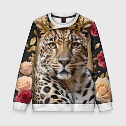Свитшот детский Королевский леопард, цвет: 3D-белый