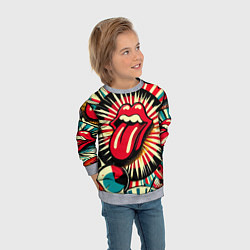 Свитшот детский Logo of the Rolling Stones - pop art, цвет: 3D-меланж — фото 2