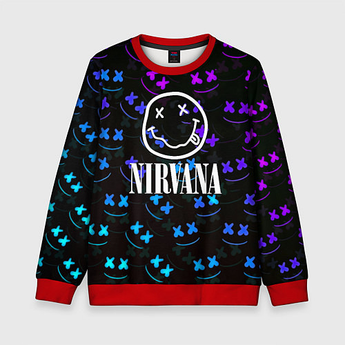 Детский свитшот Nirvana x marshmello neon / 3D-Красный – фото 1