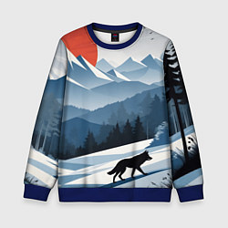 Свитшот детский Лиса в горах, цвет: 3D-синий