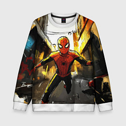 Свитшот детский Бегущий человек - паук, цвет: 3D-белый