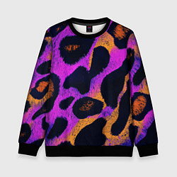 Свитшот детский Неоновый леопардовый узор, цвет: 3D-черный