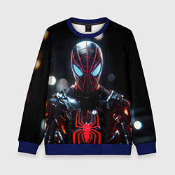 Свитшот детский Спайдер-мен в мото костюме, цвет: 3D-синий