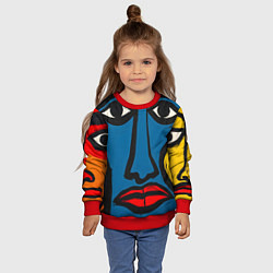 Свитшот детский Арт с лицами, цвет: 3D-красный — фото 2