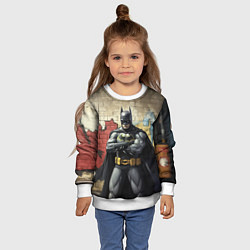 Свитшот детский Бэтмен на фоне стены, цвет: 3D-белый — фото 2