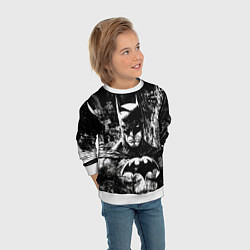 Свитшот детский Бэтмен черно-белый стиль, цвет: 3D-белый — фото 2