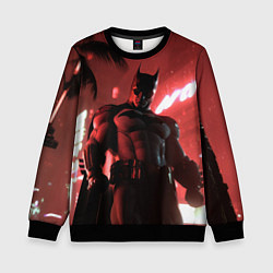 Свитшот детский Бэтмен красный ночной город, цвет: 3D-черный