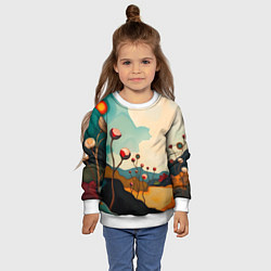 Свитшот детский Сюрреалистичный пейзаж с цветами, цвет: 3D-белый — фото 2