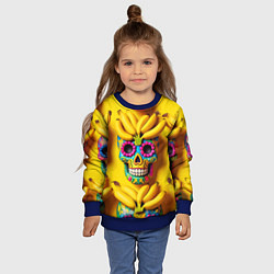 Свитшот детский Мексиканские черепа и бананы - паттерн, цвет: 3D-синий — фото 2