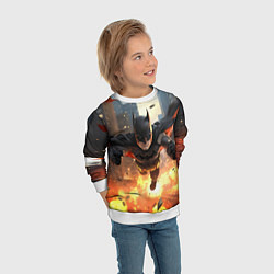 Свитшот детский Бэтмен в полете над огнем, цвет: 3D-белый — фото 2