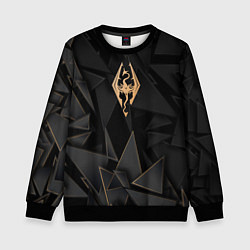 Свитшот детский Skyrim golden poly, цвет: 3D-черный