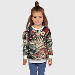 Свитшот детский Котики и рыбки в сакуре, цвет: 3D-белый — фото 2