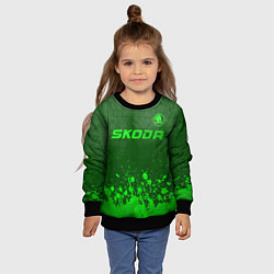 Свитшот детский Skoda - green gradient посередине, цвет: 3D-черный — фото 2