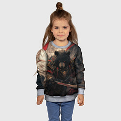 Свитшот детский Самурай медведь, цвет: 3D-меланж — фото 2