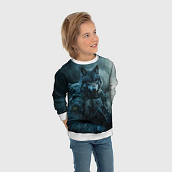 Свитшот детский Волк солдат, цвет: 3D-белый — фото 2