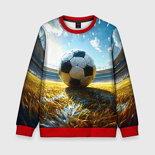 Детский свитшот Футбольный мяч на стадионе / 3D-Красный – фото 1