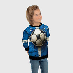 Свитшот детский Футбольный мяч на синем, цвет: 3D-черный — фото 2
