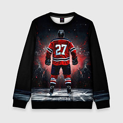 Свитшот детский Хоккеист на черном, цвет: 3D-черный
