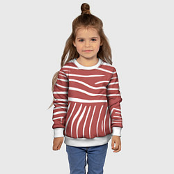 Свитшот детский Полоски красной зебры, цвет: 3D-белый — фото 2