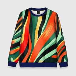Свитшот детский Тропическая жаркая абстракция, цвет: 3D-синий