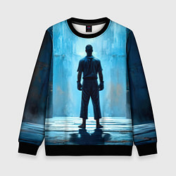 Свитшот детский Боец крав-мага на синем, цвет: 3D-черный