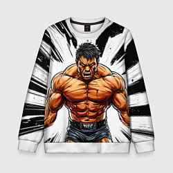 Свитшот детский Мощный реслер, цвет: 3D-белый