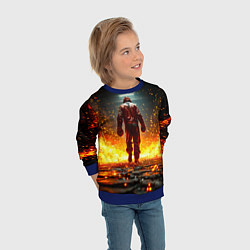 Свитшот детский Боксер в огне, цвет: 3D-синий — фото 2