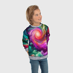 Свитшот детский Космическая неоновая фантазия - нейроарт, цвет: 3D-меланж — фото 2