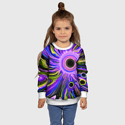 Свитшот детский Абстрактный неоновый космос - чёрная дыра, цвет: 3D-белый — фото 2