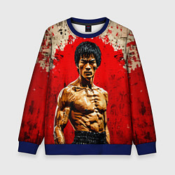 Свитшот детский Брюс Ли на красном, цвет: 3D-синий