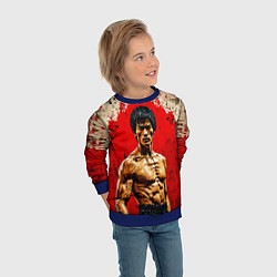 Свитшот детский Брюс Ли на красном, цвет: 3D-синий — фото 2
