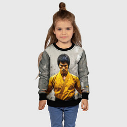 Свитшот детский Брюс Ли на сером, цвет: 3D-черный — фото 2