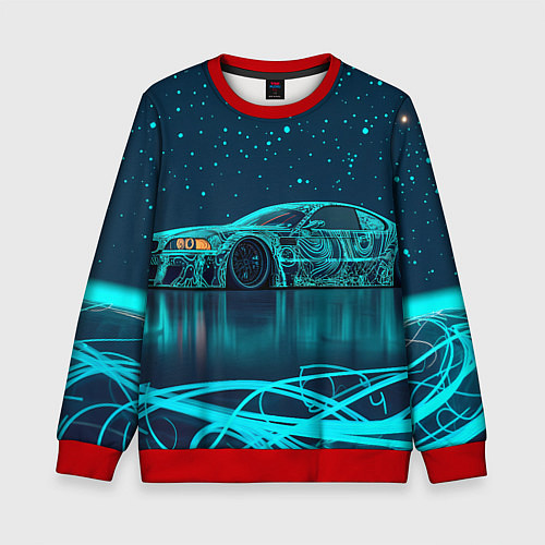 Детский свитшот BMW неоновый фон / 3D-Красный – фото 1