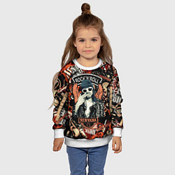 Свитшот детский Nirvana Kurt Cobain на фоне гитар, цвет: 3D-белый — фото 2