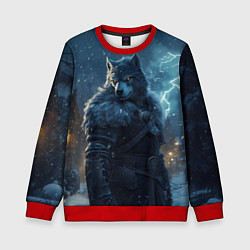Свитшот детский Волк в доспехах, цвет: 3D-красный