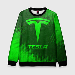 Свитшот детский Tesla - green gradient, цвет: 3D-черный
