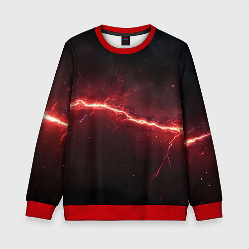 Детский свитшот Красная линия - молния / 3D-Красный – фото 1