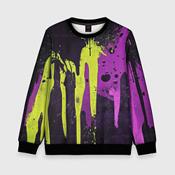 Детский свитшот Желтая и фиолетовая краска на черном