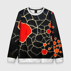 Свитшот детский Красная абстракция на черном лаке, цвет: 3D-белый