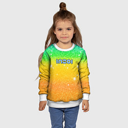 Свитшот детский Inzoi зелено-желтый фон, цвет: 3D-белый — фото 2