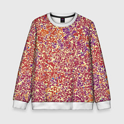 Свитшот детский Оранжево-розовый пёстрый паттерн мелкий рисунок, цвет: 3D-белый