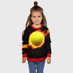 Свитшот детский Теннисный мяч в огне, цвет: 3D-красный — фото 2