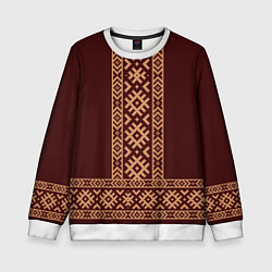Детский свитшот Золотой узор на бордовом - вышиванка рубаха