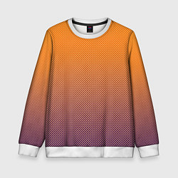 Свитшот детский Градиент оранжевый в фиолетовый мелкий ромбик, цвет: 3D-белый