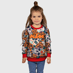 Свитшот детский Оранжевые черепа КТМ, цвет: 3D-красный — фото 2