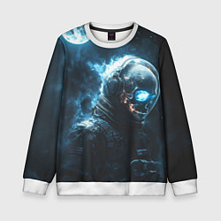 Свитшот детский Скелет космонавта и полнолуние, цвет: 3D-белый